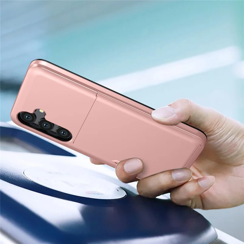 For Samsung Galaxy S24 FE Case with Card Holder TPU + PC Phone Back Cover - Rose Gold