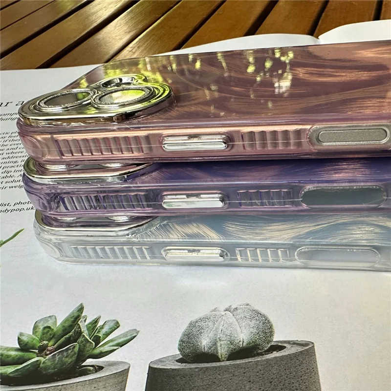 For iPhone 16 Plus Case Shockproof TPU+PC Phone Cover Silk Pattern - Pink