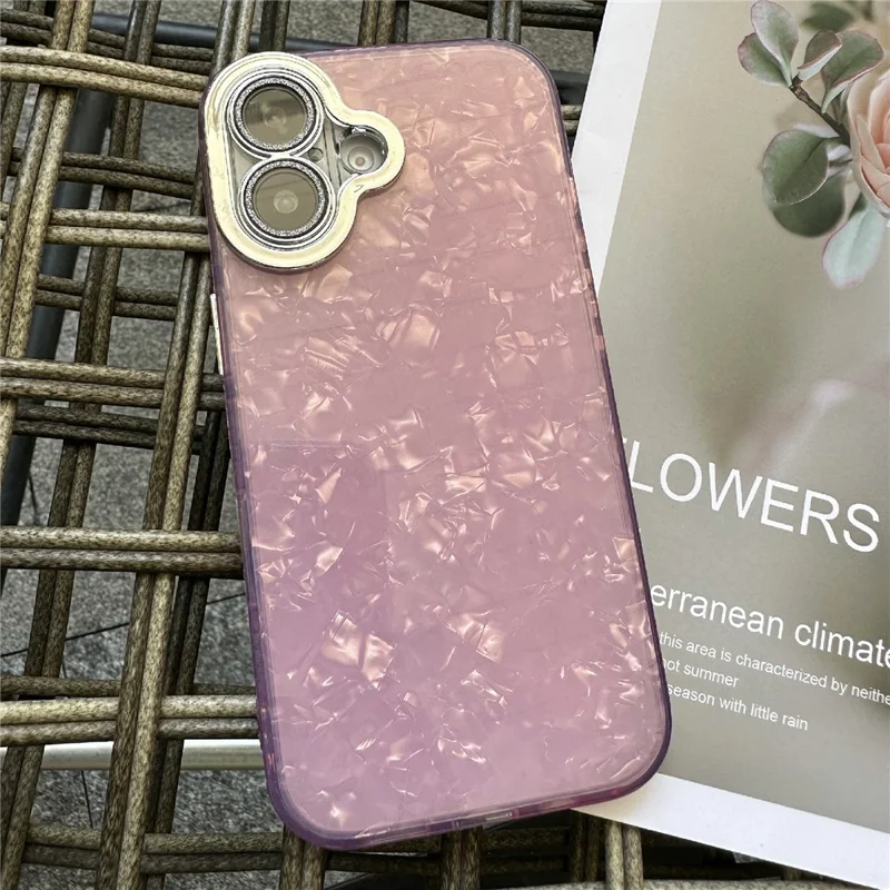 For iPhone 16 Plus Case Seashell Textured Protective TPU+PC Phone Cover - Pink