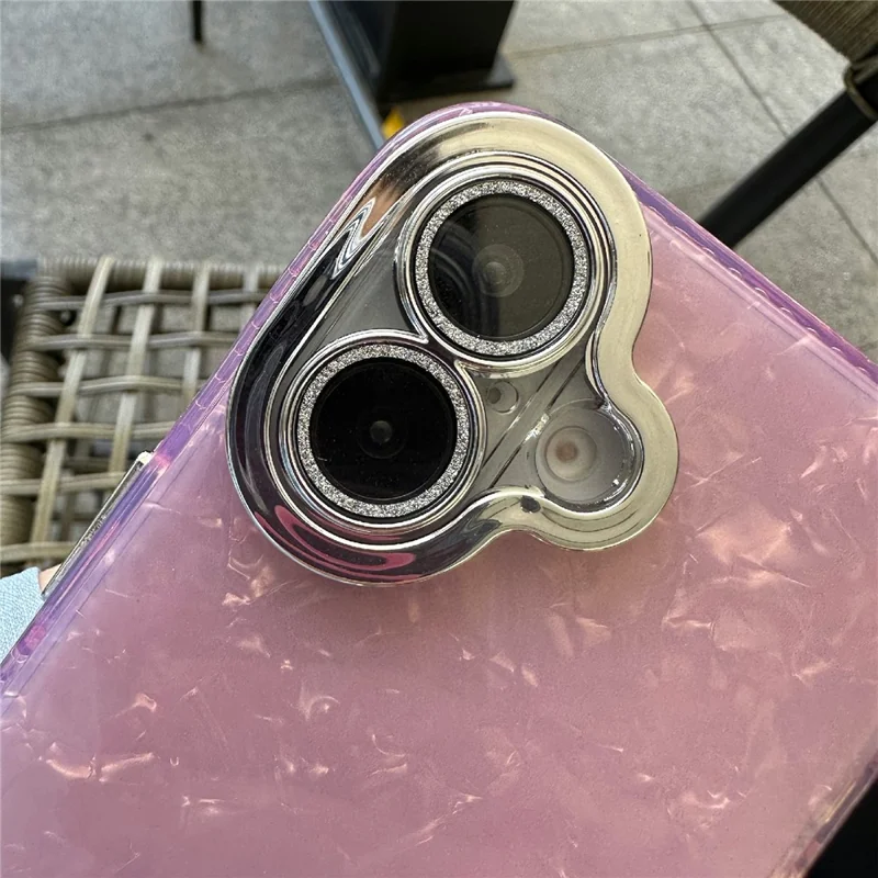 For iPhone 16 Plus Case Seashell Textured Protective TPU+PC Phone Cover - Pink