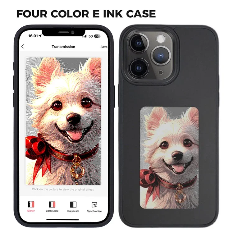 Inkzone Для Iphone 11 Pro Max E Ink Phone Case PC+TPU DIY Cople Cople 4-Color Display - Черный