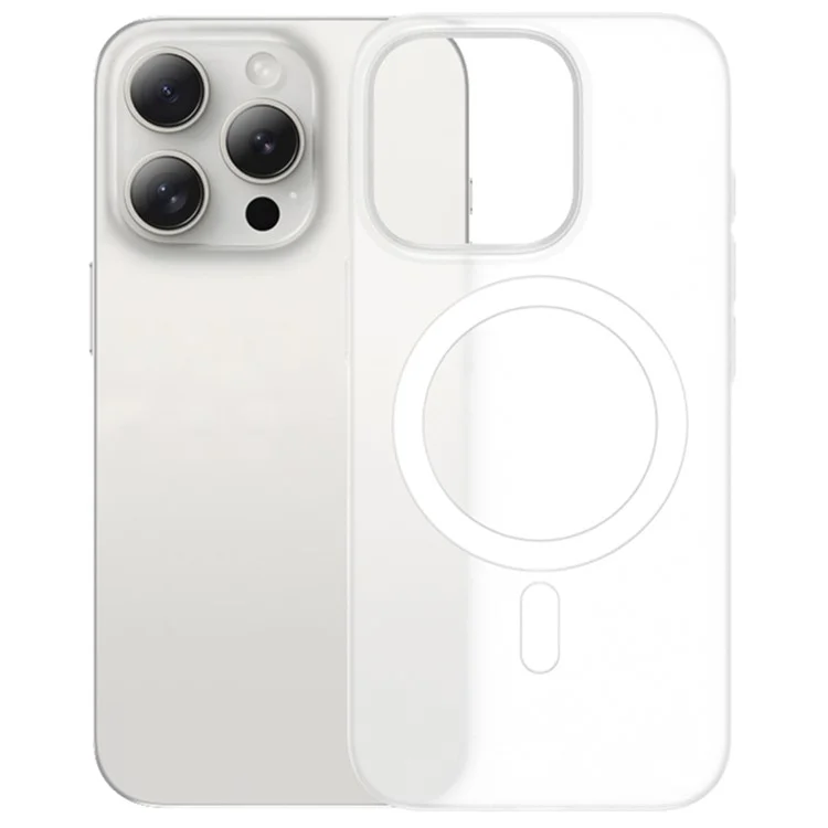 For iPhone 16 Pro Max Matte Case Ultra-Thin PC Magnetic Phone Cover - Transparent