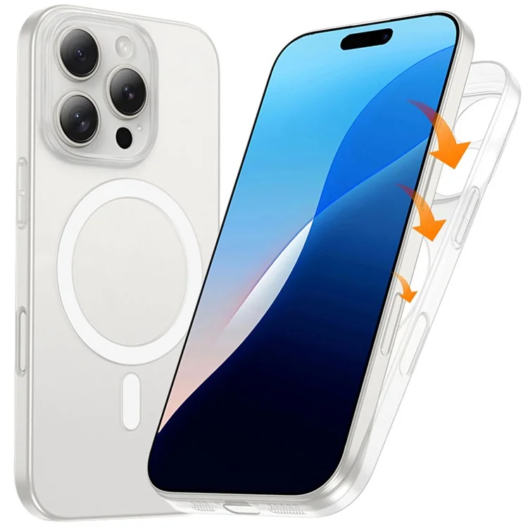 For iPhone 16 Pro Max Matte Case Ultra-Thin PC Magnetic Phone Cover - Transparent
