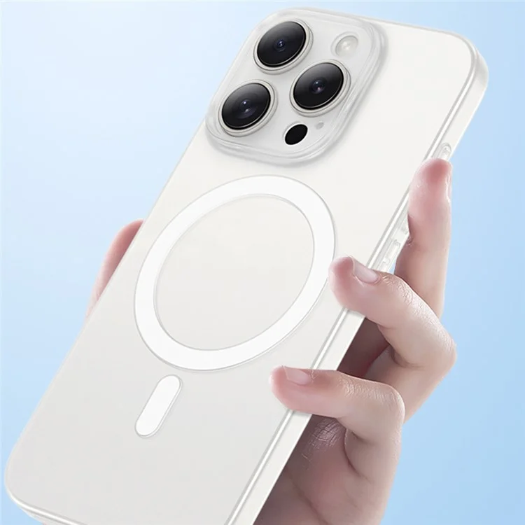 For iPhone 16 Pro Max Matte Case Ultra-Thin PC Magnetic Phone Cover - Transparent