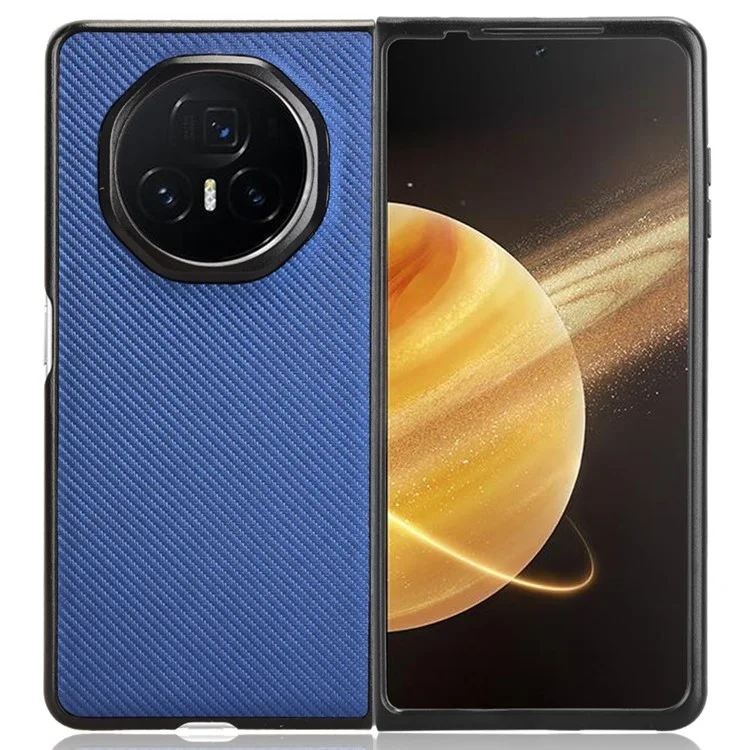For Honor Magic V3 5G Case Carbon Fiber Texture Shockproof PU+PC Phone Cover - Blue
