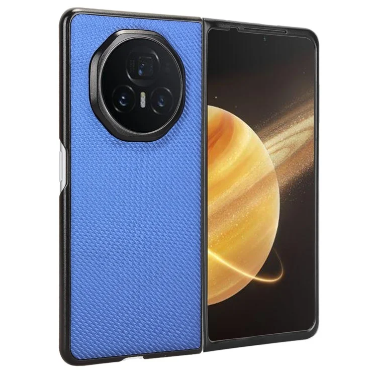 For Honor Magic V3 5G Case Carbon Fiber Texture Shockproof PU+PC Phone Cover - Blue