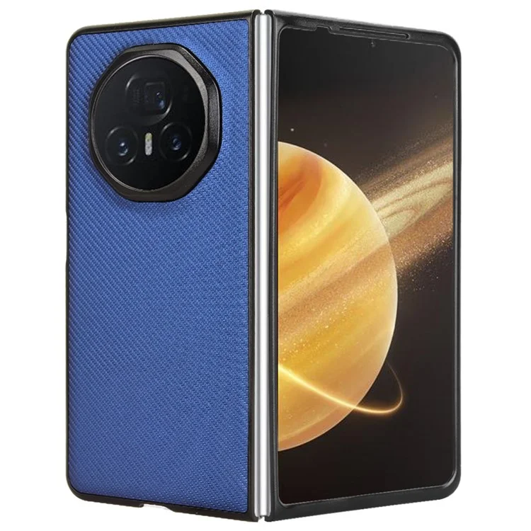 For Honor Magic V3 5G Case Carbon Fiber Texture Shockproof PU+PC Phone Cover - Blue