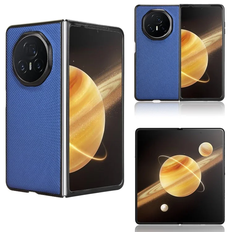 For Honor Magic V3 5G Case Carbon Fiber Texture Shockproof PU+PC Phone Cover - Blue