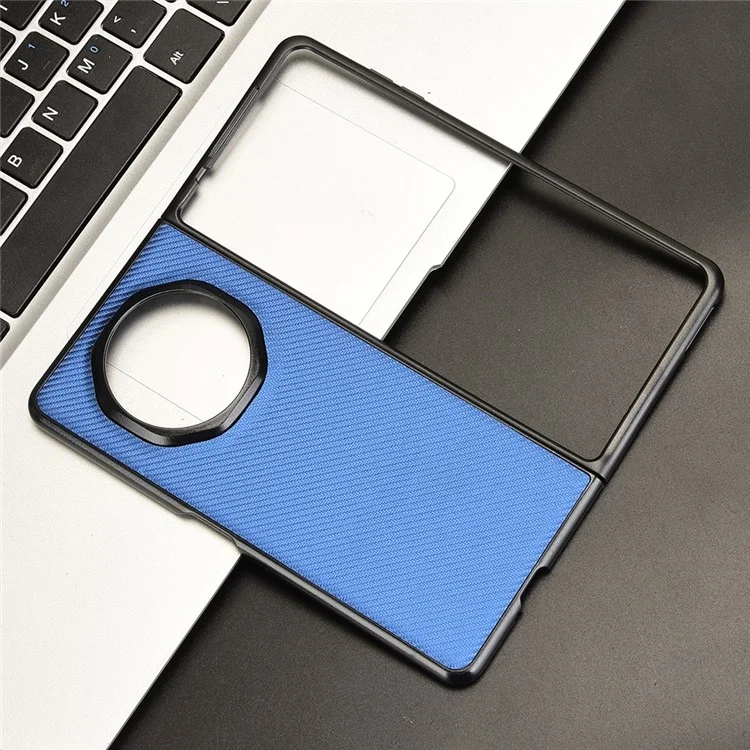For Honor Magic V3 5G Case Carbon Fiber Texture Shockproof PU+PC Phone Cover - Blue
