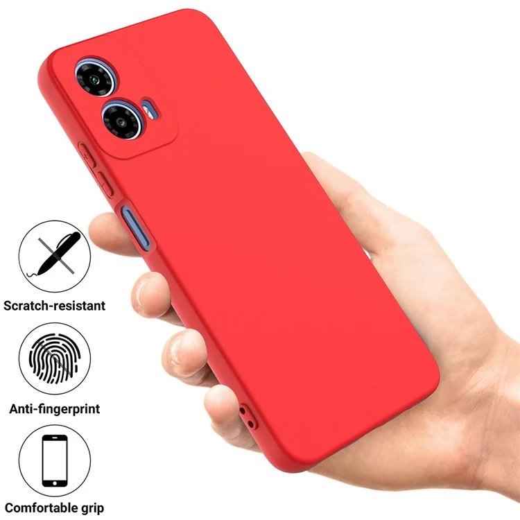 For Motorola Moto G Power (2024) Case Liquid Silicone Mobile Phone Cover with Strap - Red