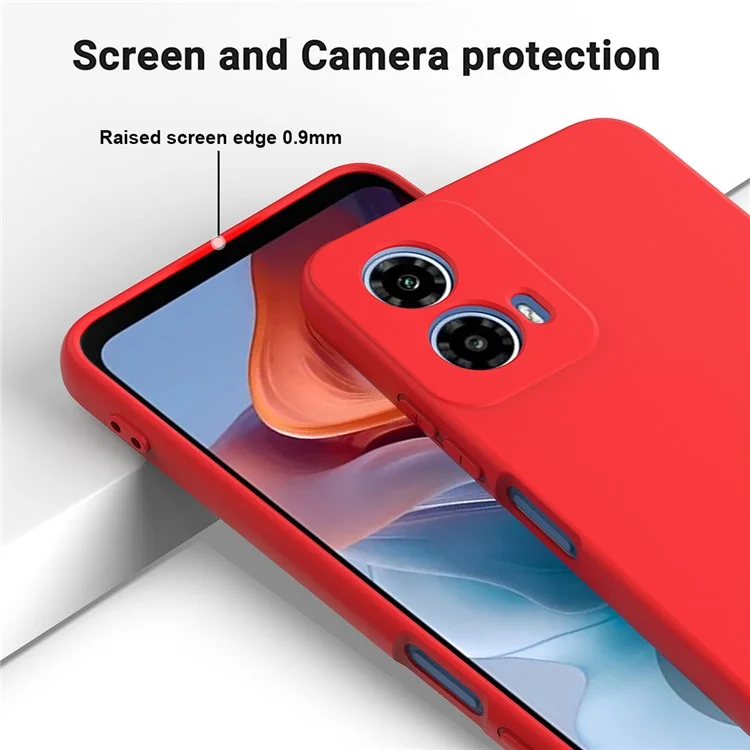 For Motorola Moto G Power (2024) Case Liquid Silicone Mobile Phone Cover with Strap - Red