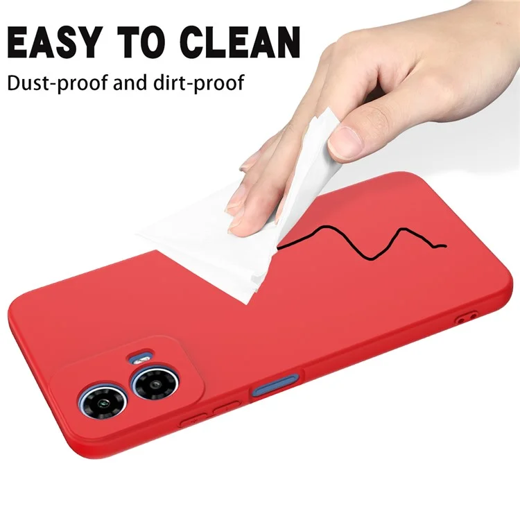 For Motorola Moto G Power (2024) Case Liquid Silicone Mobile Phone Cover with Strap - Red