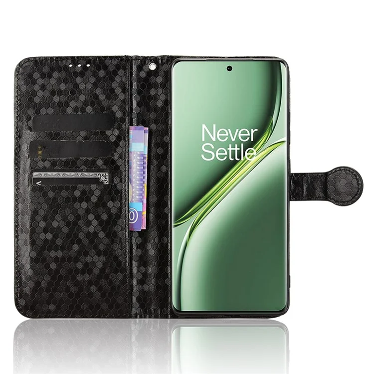 Für OnePlus Ace 3 Pro 5G Wallet Case Dot Pattern Imprint PU Leather Phone Cover - Schwarz