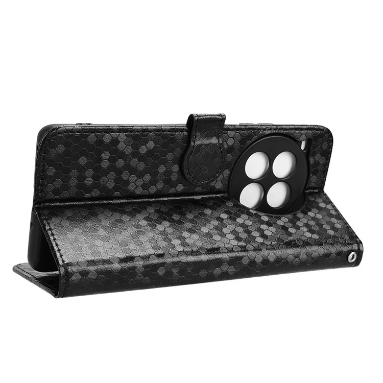 Für OnePlus Ace 3 Pro 5G Wallet Case Dot Pattern Imprint PU Leather Phone Cover - Schwarz