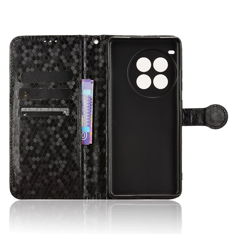 Für OnePlus Ace 3 Pro 5G Wallet Case Dot Pattern Imprint PU Leather Phone Cover - Schwarz