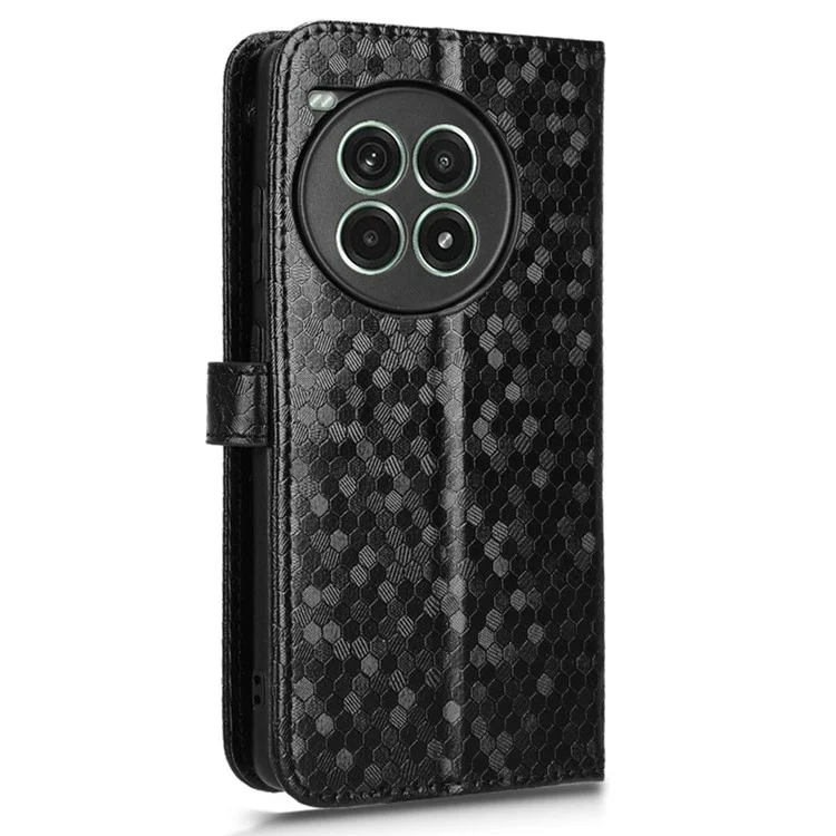 Für OnePlus Ace 3 Pro 5G Wallet Case Dot Pattern Imprint PU Leather Phone Cover - Schwarz