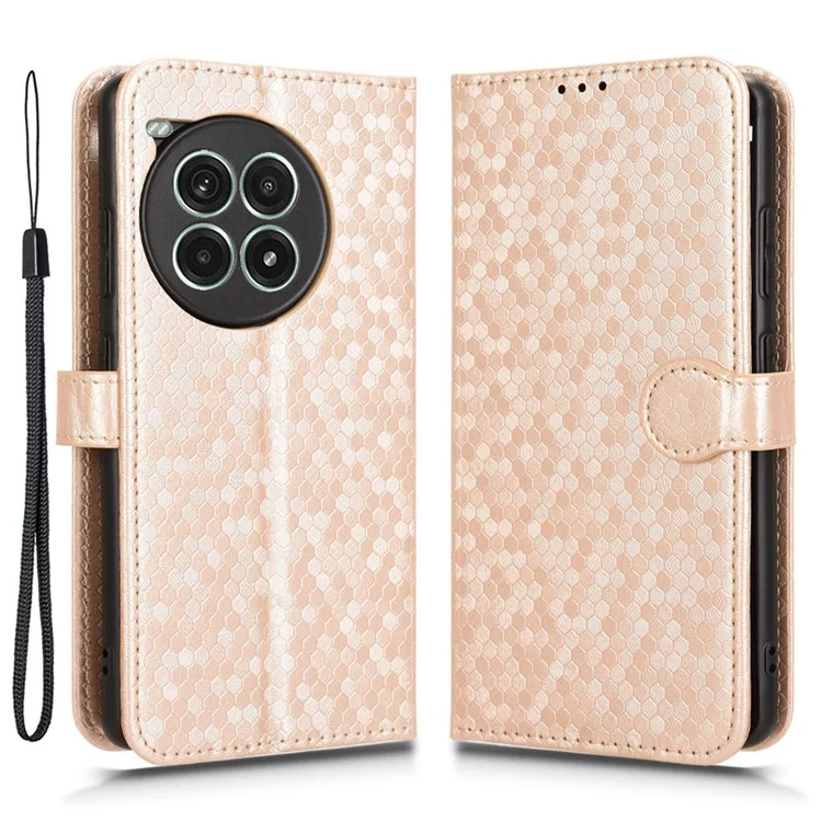 For OnePlus Ace 3 Pro 5G Wallet Case Dot Pattern Imprint PU Leather Phone Cover - Rose Gold