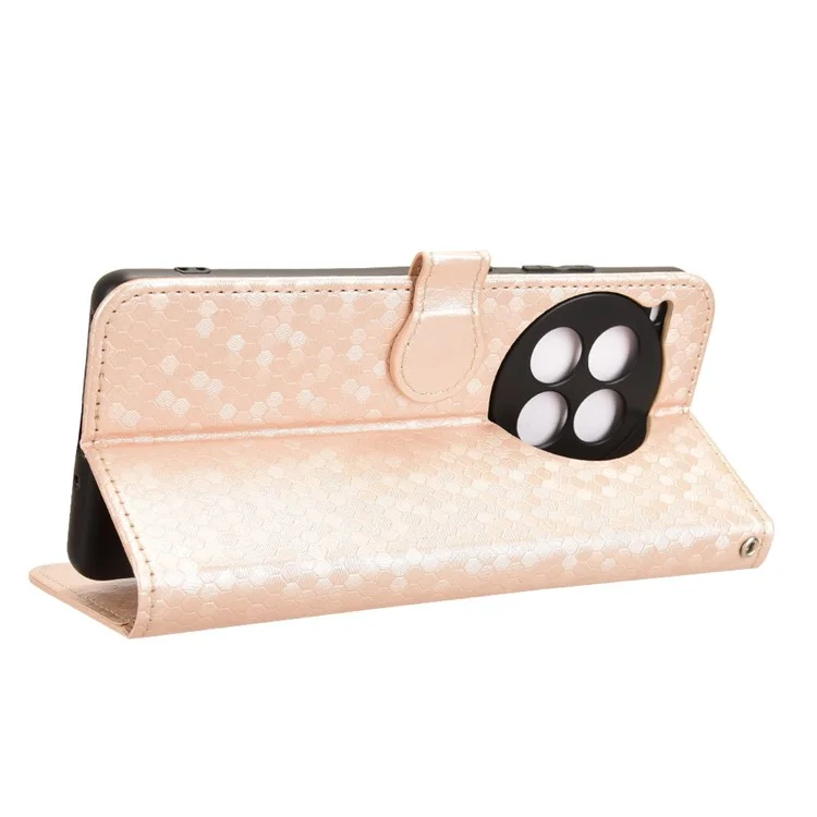 For OnePlus Ace 3 Pro 5G Wallet Case Dot Pattern Imprint PU Leather Phone Cover - Rose Gold