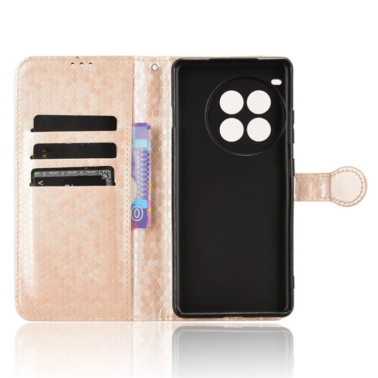 For OnePlus Ace 3 Pro 5G Wallet Case Dot Pattern Imprint PU Leather Phone Cover - Rose Gold