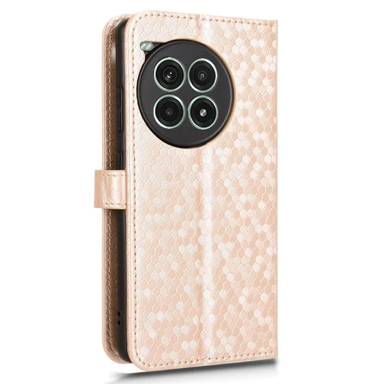 For OnePlus Ace 3 Pro 5G Wallet Case Dot Pattern Imprint PU Leather Phone Cover - Rose Gold