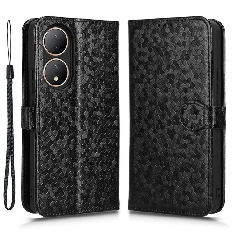 Für vivo Y100 5G Wallet Case Dot Pattern Imprint PU Leather Phone Cover - Schwarz