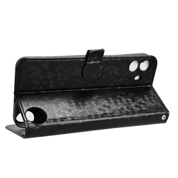 For Nothing CMF Phone 1 Wallet Case Dot Pattern Imprint PU Leather Phone Cover - Black