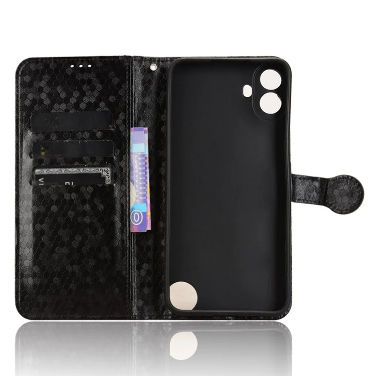 For Nothing CMF Phone 1 Wallet Case Dot Pattern Imprint PU Leather Phone Cover - Black