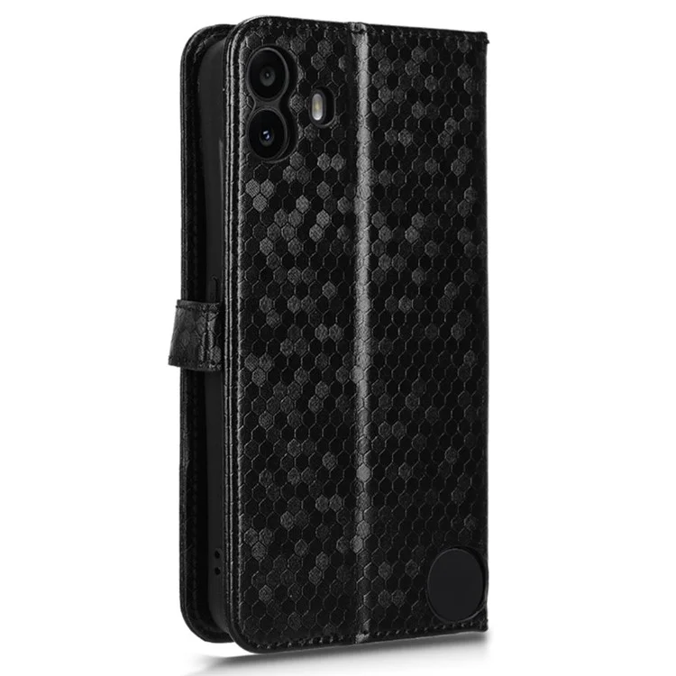 For Nothing CMF Phone 1 Wallet Case Dot Pattern Imprint PU Leather Phone Cover - Black