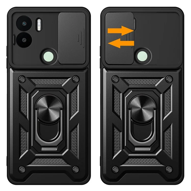 Per Xiaomi Redmi A1+ 4G Custodia con coperchio scorrevole per fotocamera PC+TPU Supporto per telefono Copertura - Nero