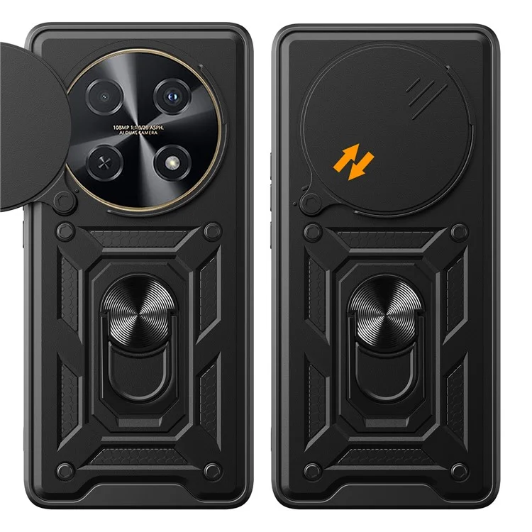 Para Huawei nova 12i 4G Capa com Tampa Deslizante da Câmera PC+TPU com Suporte - Preto