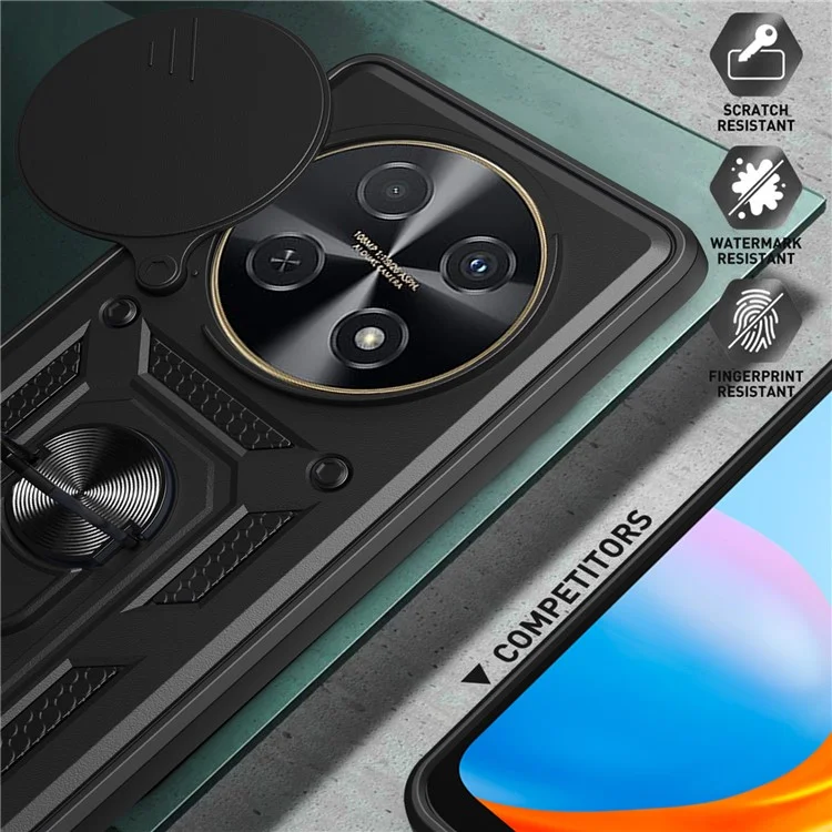 Para Huawei nova 12i 4G Capa com Tampa Deslizante da Câmera PC+TPU com Suporte - Preto