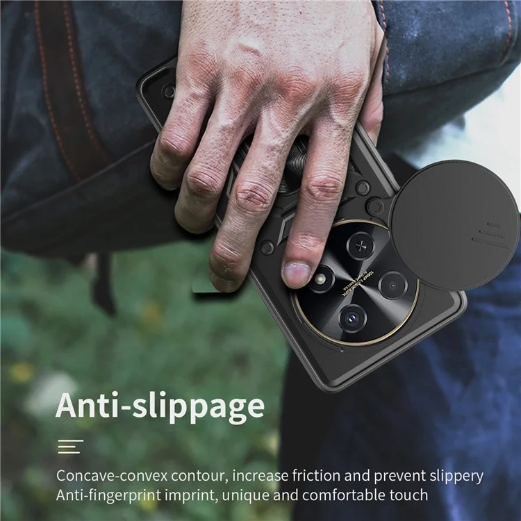 Para Huawei nova 12i 4G Capa com Tampa Deslizante da Câmera PC+TPU com Suporte - Preto