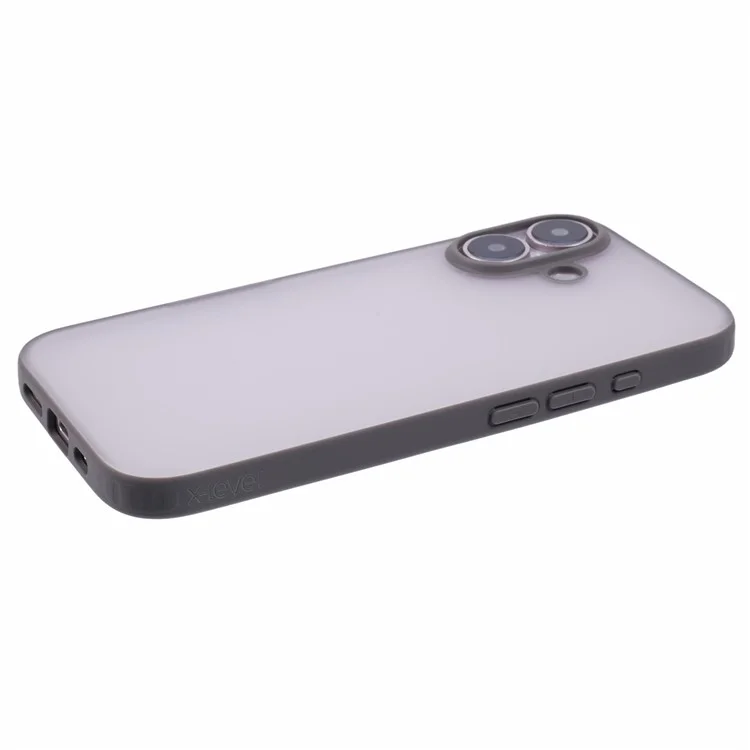 X-LEVEL Pour iPhone 16 Étui PC+TPU Finition Mate Protection Téléphone Couvercle - Gris
