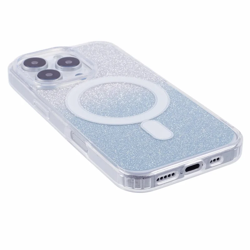 Per iPhone 16 Pro Case Compatibile con MagSafe TPU+Acrylic Phone Cover con Glitter Insert - Blu