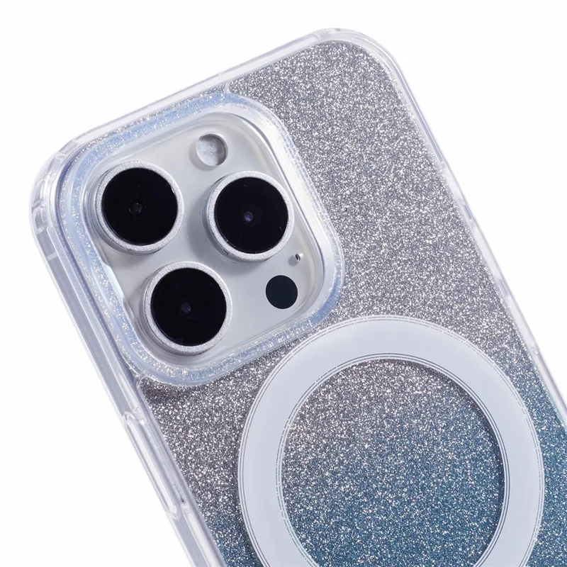 Per iPhone 16 Pro Case Compatibile con MagSafe TPU+Acrylic Phone Cover con Glitter Insert - Blu