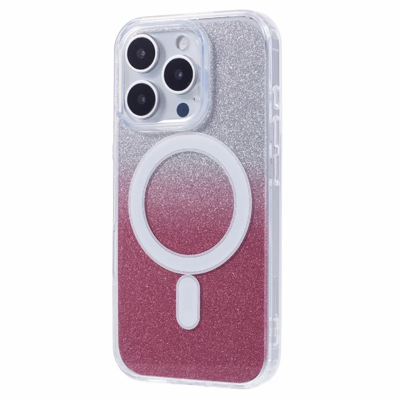 For iPhone 16 Pro Case Compatible with MagSafe TPU+Acrylic Phone Cover with Glitter Insert - Pink