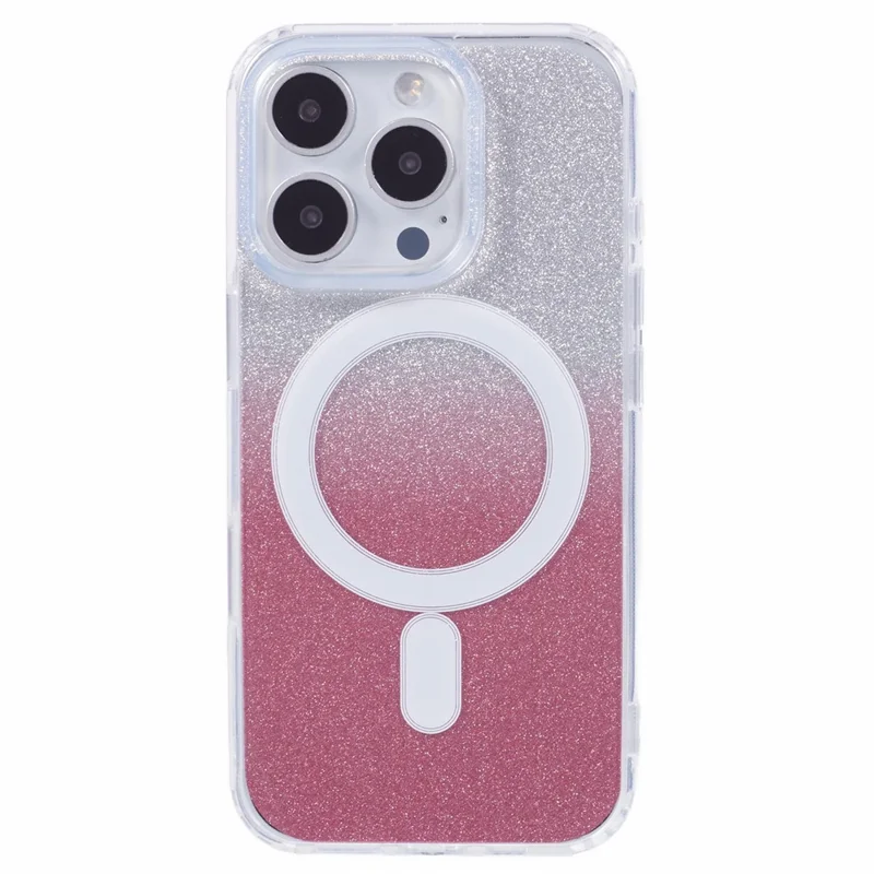 For iPhone 16 Pro Case Compatible with MagSafe TPU+Acrylic Phone Cover with Glitter Insert - Pink