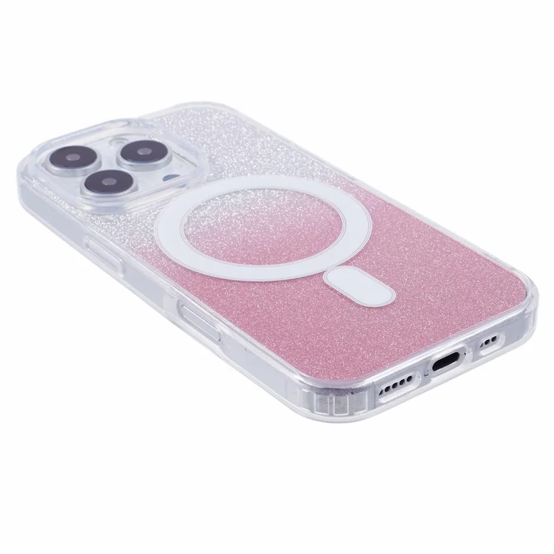 For iPhone 16 Pro Case Compatible with MagSafe TPU+Acrylic Phone Cover with Glitter Insert - Pink