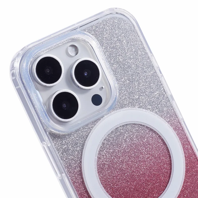 For iPhone 16 Pro Case Compatible with MagSafe TPU+Acrylic Phone Cover with Glitter Insert - Pink
