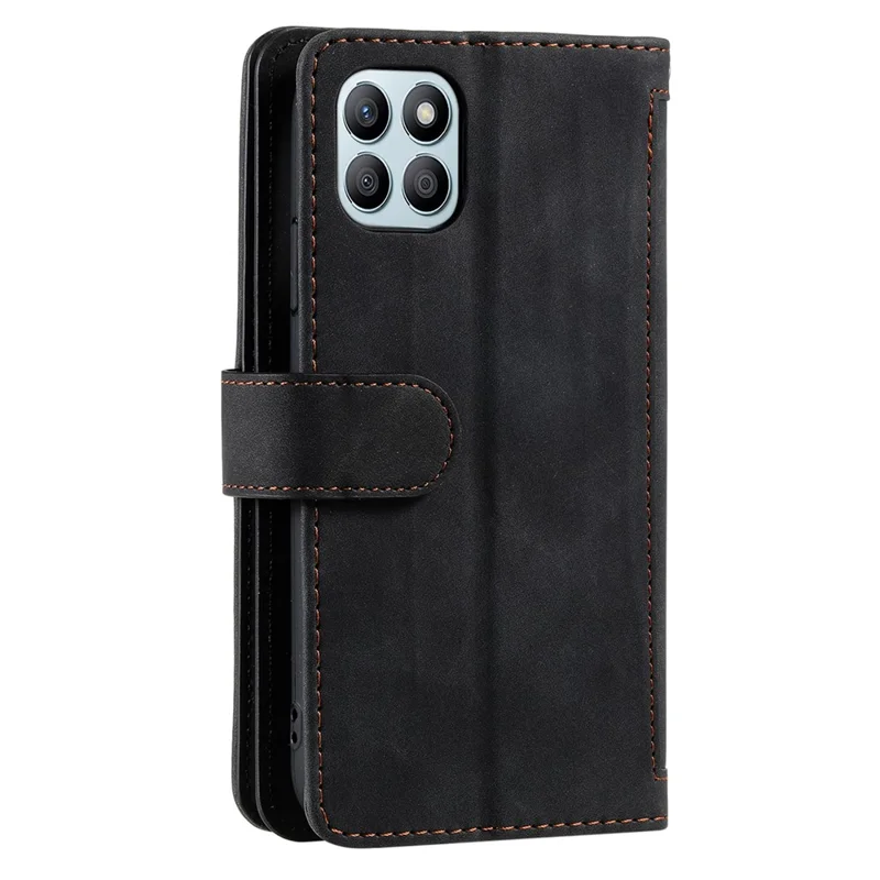 For Honor X6b 4G Case PU Leather Phone Cover with Zipper Wallet 9 Card Slots - Black