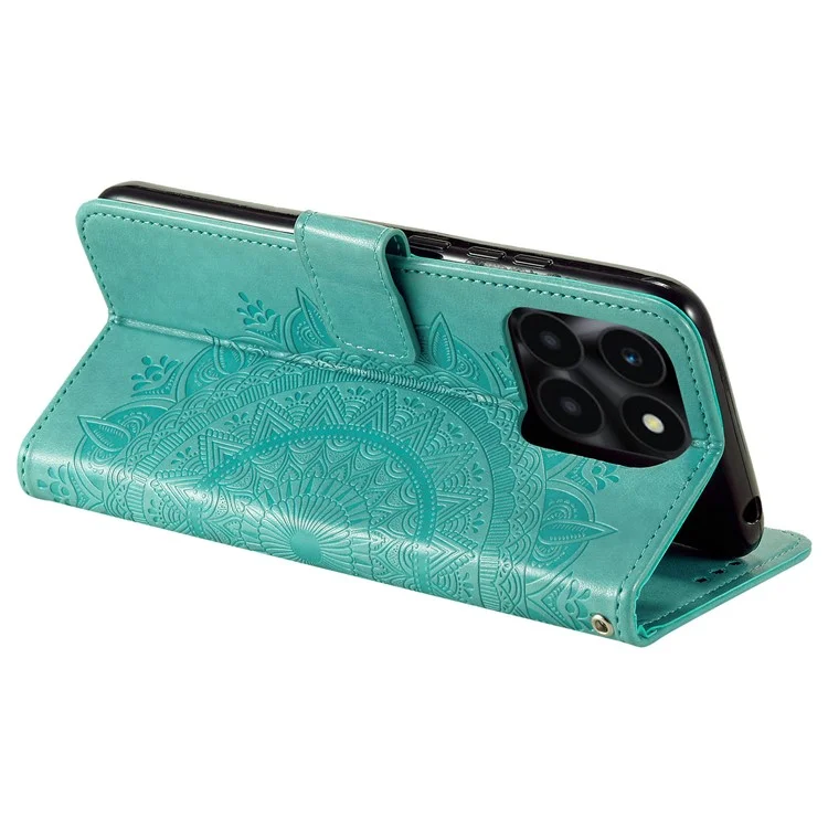 For Honor X6b 4G Case Imprinted Totem PU Leather Wallet Stand Phone Cover - Verde