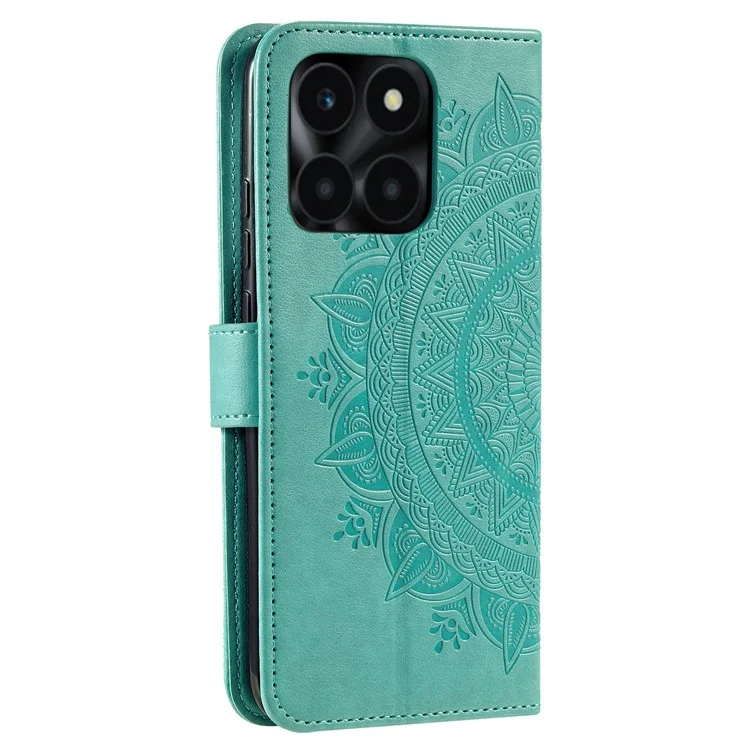 For Honor X6b 4G Case Imprinted Totem PU Leather Wallet Stand Phone Cover - Verde