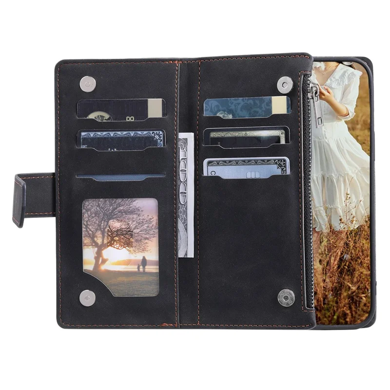 Style 005 til Samsung Galaxy A16 5G / A16 4G Wallet Case med Rombe-stiksning PU Læder Telefonbeskyttelse - Sort