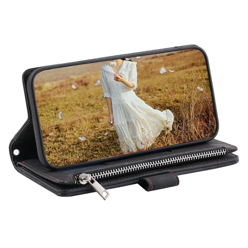 Style 005 til Samsung Galaxy A16 5G / A16 4G Wallet Case med Rombe-stiksning PU Læder Telefonbeskyttelse - Sort