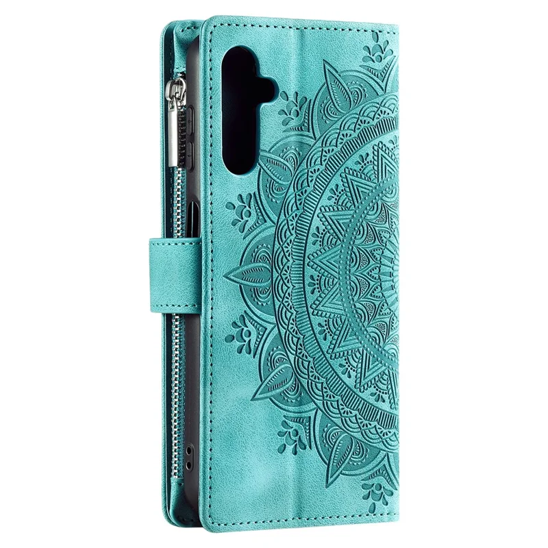 Stijl 006 Voor Samsung Galaxy A16 5G / A16 4G Portemonnee Hoesje PU Leren Telefoonhoesje met Mandala Bloemenpatroon - Groen