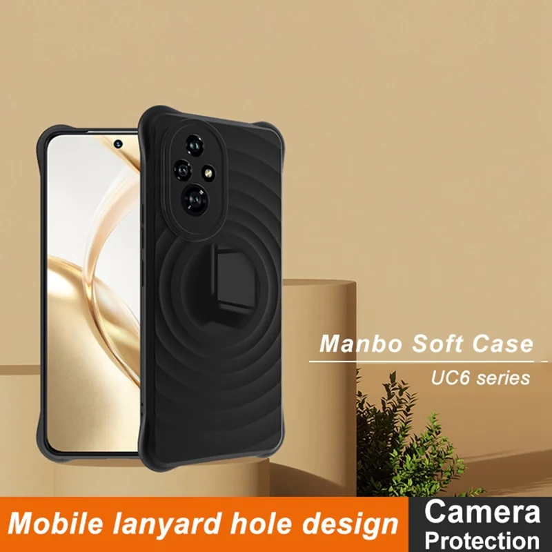 IMAK UC-6 Series for Honor 200 5G Case Water Drop Texture Anti-Skid Matte TPU Cover - Matte Black