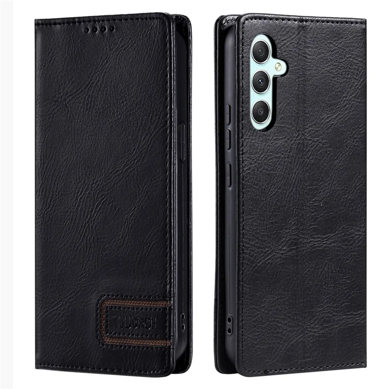 TTUDRCH Style 007 For Samsung Galaxy A16 5G / A16 4G Leather Case RFID Blocking Wallet Stand Phone Cover - Black