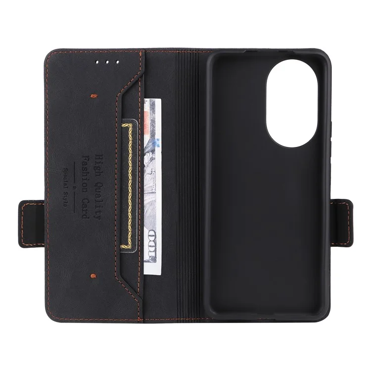 For Honor 200 5G Case Leather Wallet Flip Phone Cover with Hardware Decor - Black