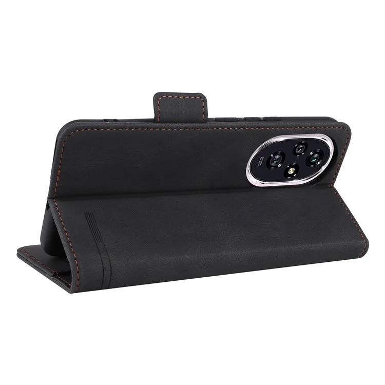 For Honor 200 5G Case Leather Wallet Flip Phone Cover with Hardware Decor - Black