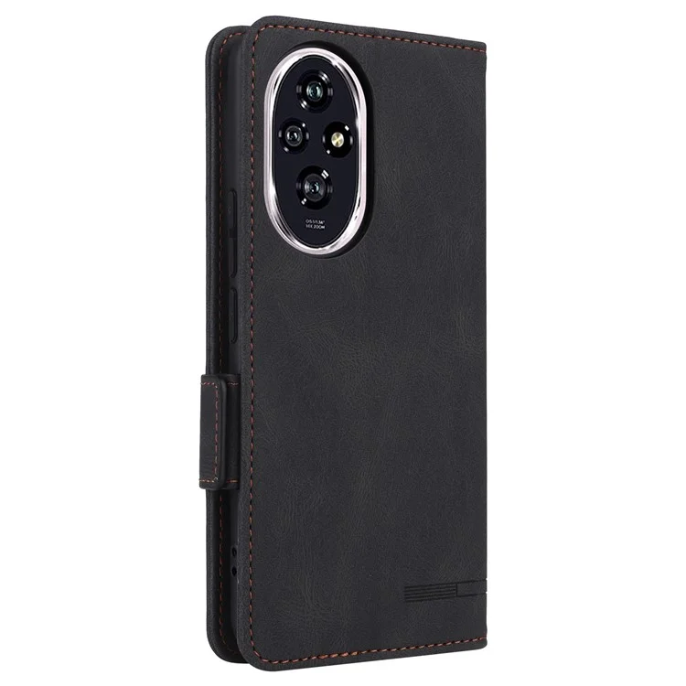 For Honor 200 5G Case Leather Wallet Flip Phone Cover with Hardware Decor - Black